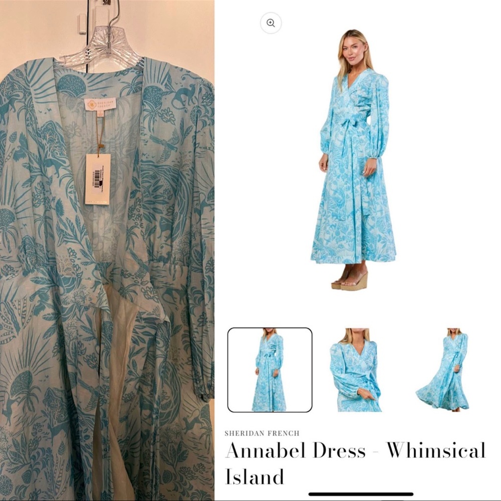 Sheridan French Annabel Dress - Blue Floral Long Sleeve NWT